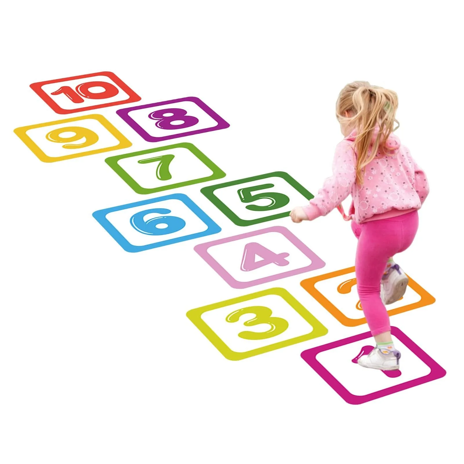 Pegatinas de suelo de campanilla de 1 a 10 números, tapete de juego educativo antideslizante para guardería, aula de niños, decoración de sala de juegos antideslizante