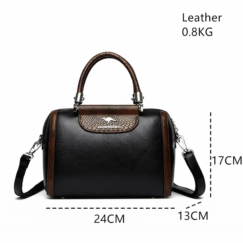 New Retro Large Capacity Women Shoulder Bag Casual Simplicity PU Leather Crossbody Bag Female Boston Designer Messenger Handbags