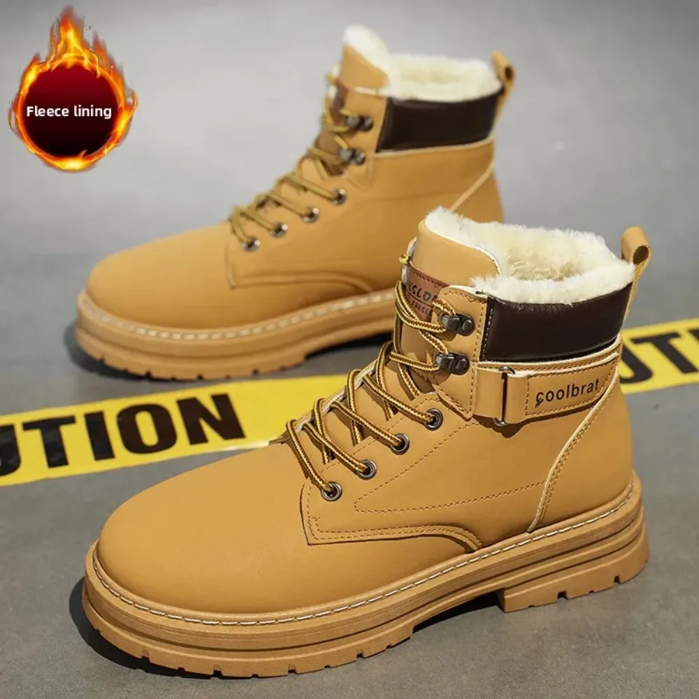 أحذية شتوية فاخرة لعام 2025 أحذية رجالية مخملية عالية الجودة بنمط الدنيم الغربي عصرية ويمكن مقترنة مع سراويل العمل #5