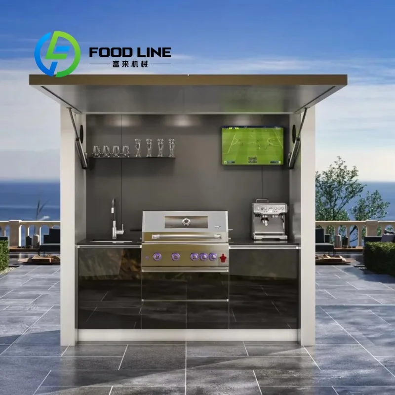 Outdoor Kitchen Shed With Secure Doors Modern Black And Grey Design Windproof Waterproof Structure For Garden Patio And Backyard
