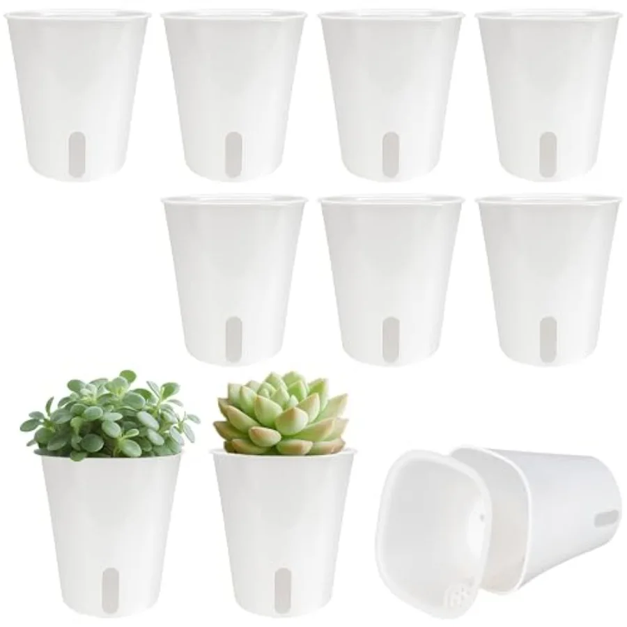 

10 Pack 3 Inch Self Watering Pots for Indoor Plants Plastic Planters with Water Level Indicator Vent Holes Self Watering Plante