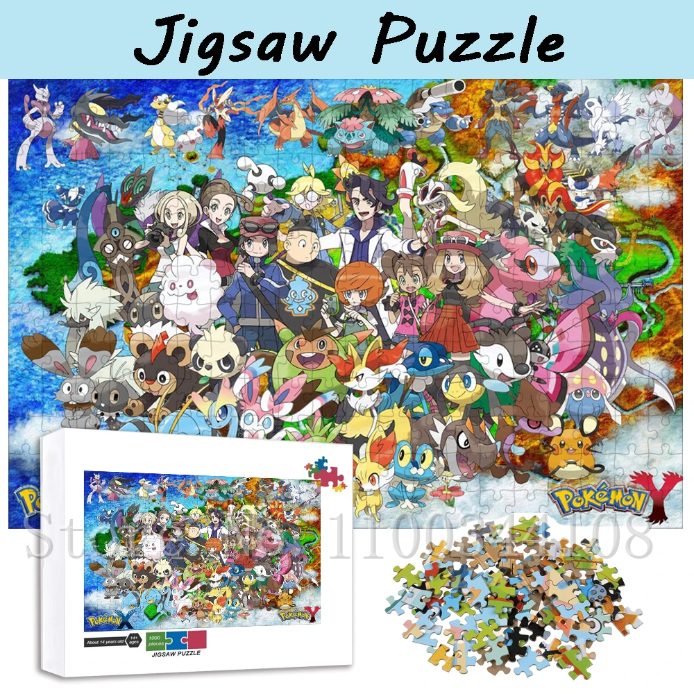 Pokemon Puzzles 300/500/1000 PCS Snorlax Squirtle Charmander Eevee Mewtwo Jigsaw Puzzle Parent-Child Interactive Toy