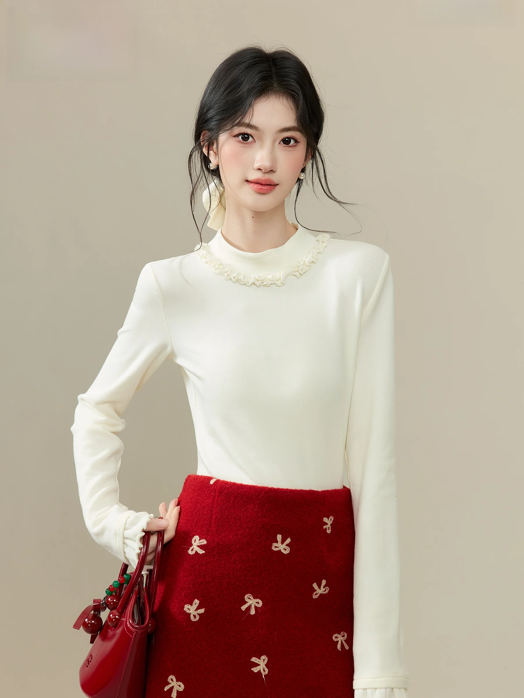 

Soft Cozy Half High Neck Long Sleeve Knitted Sweater Women's Base Layer Shirt Spring Commute Style Regular Fit Polyester Fiber