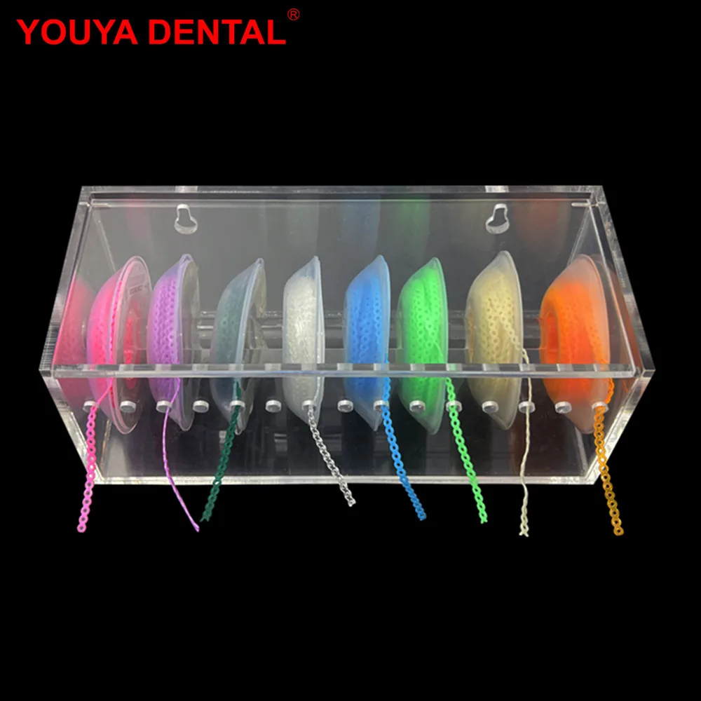 Dental Chain Organizer Box Clear Orthodontic Power Chain Box Acrylic Elastic Rubber Bands Chain Dispenser Placer Storage Case