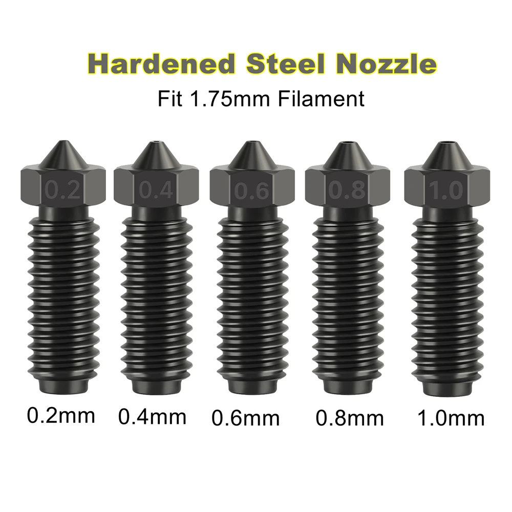 1~5PC High Speed Hardened Steel Nozzle For Anycubic Kobra 3 0.2 0.4 0.6 0.8 1.0mm Mix Size Hard Steel Nozzles For Kobra3 Combo