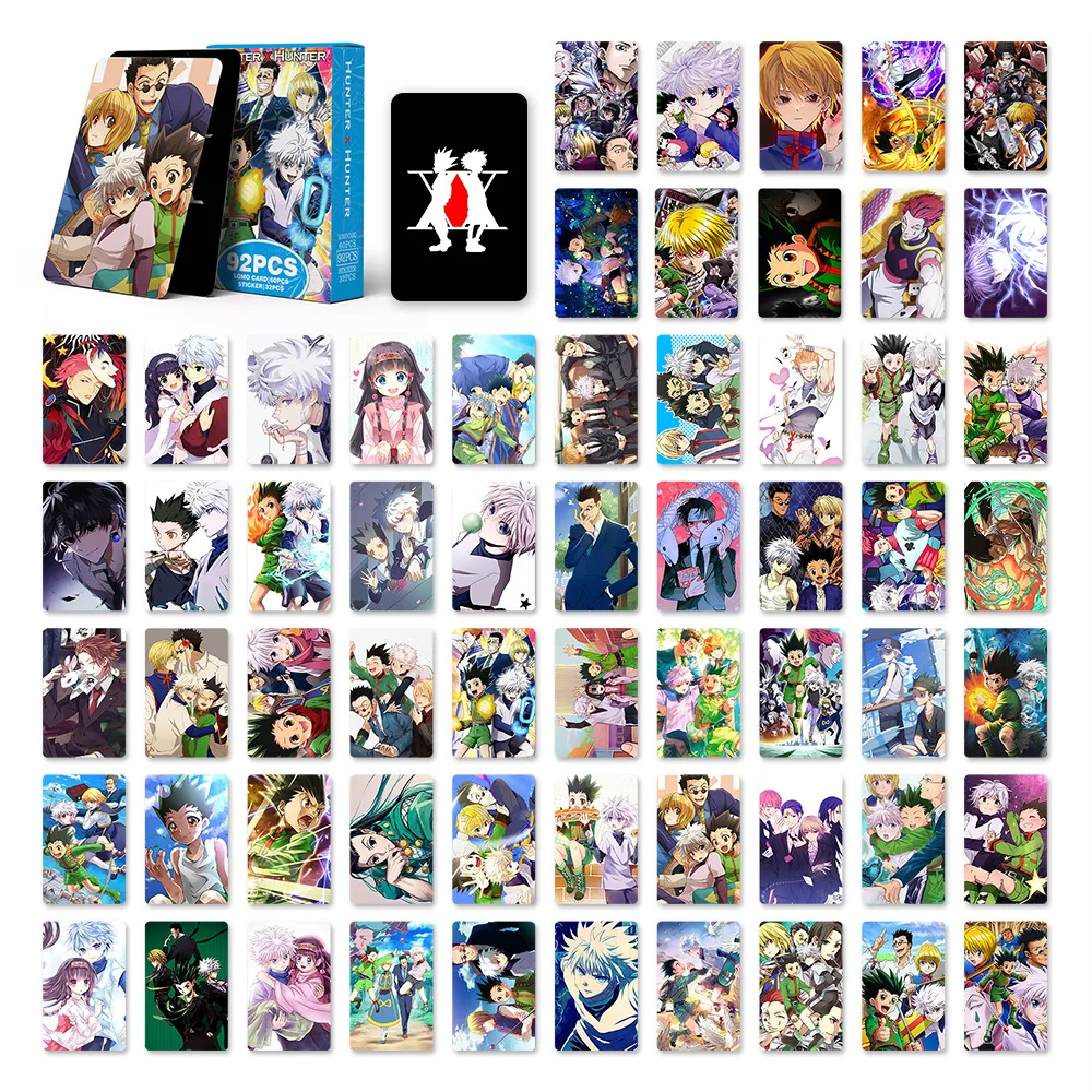 60+32Pcs/Set Hunter X Hunter Lomo Card Japanese Anime Card Games With Stickers Postcard  Photo Gift Toy Fan Collection