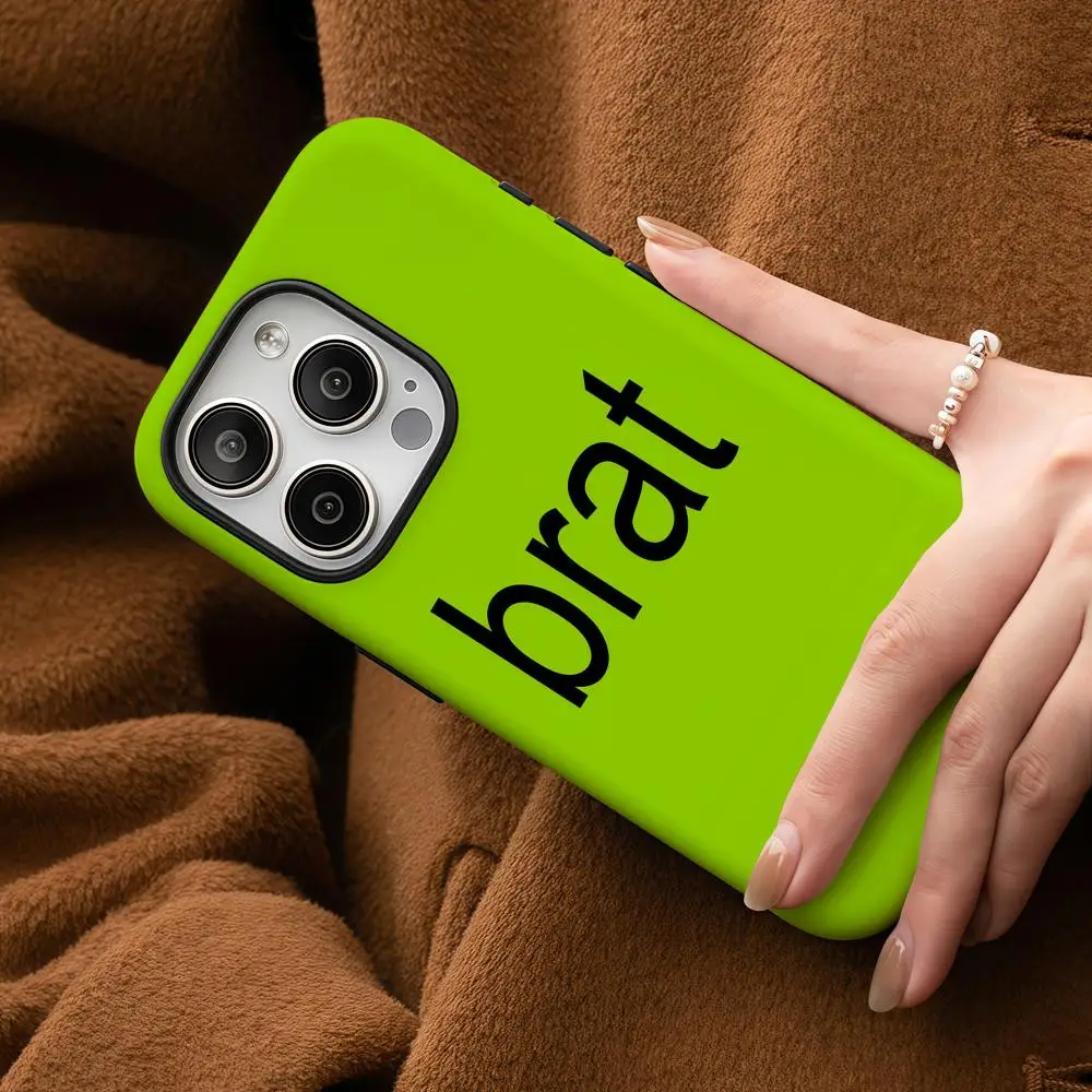 

C-Charli XCX Brat Phone Case For Samsung Galaxy S25 24 23 22 Ultra Plus A56 36 26 Glossy HD Double-Layer Hard Shell