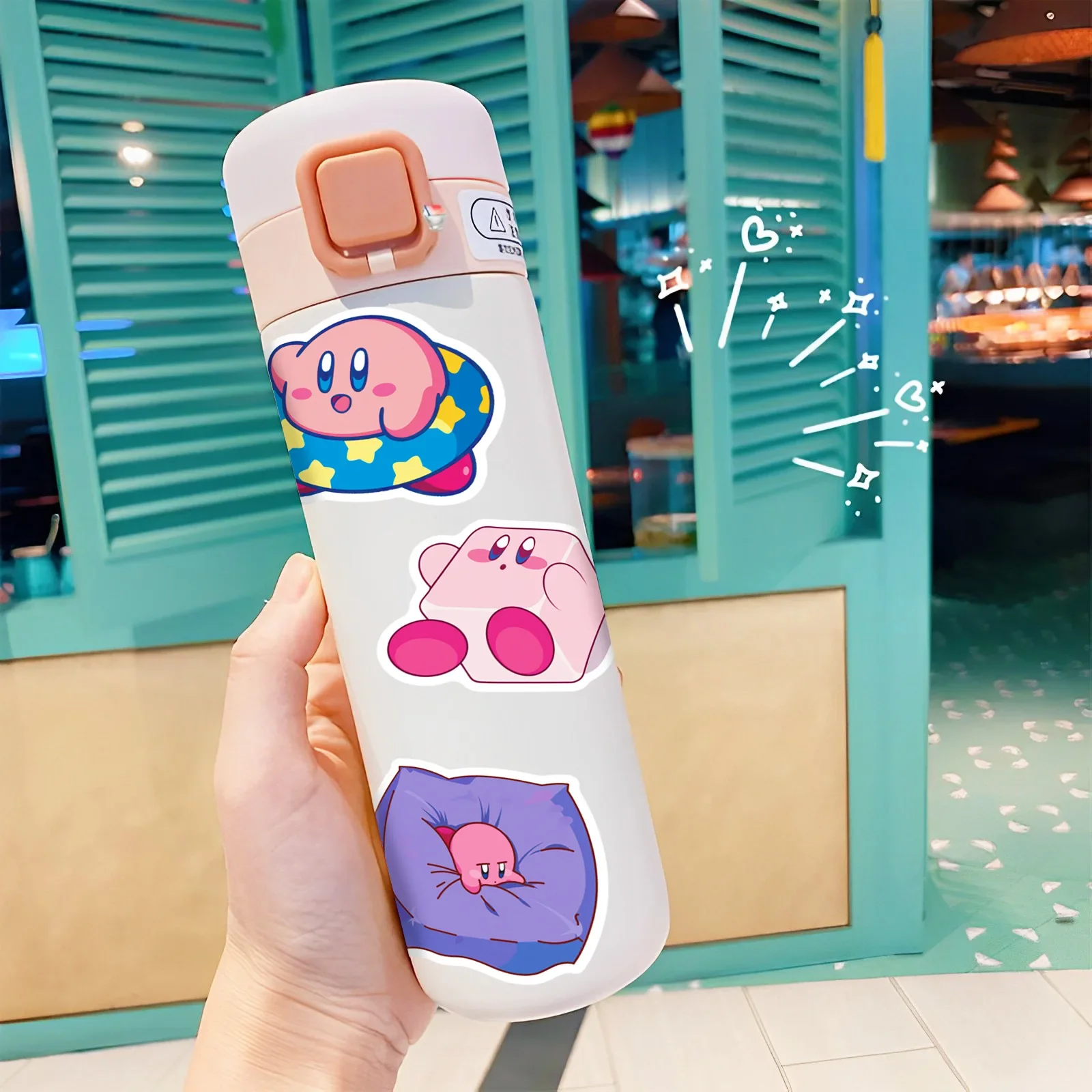 50 Stück Kawaii Kirby-Aufkleber, klassisches Spielzeug, zum Basteln, für Handy, Gepäck, Gitarre, Auto, Cartoon-Graffiti-Aufkleber, Kindergeschenk – Detail 7