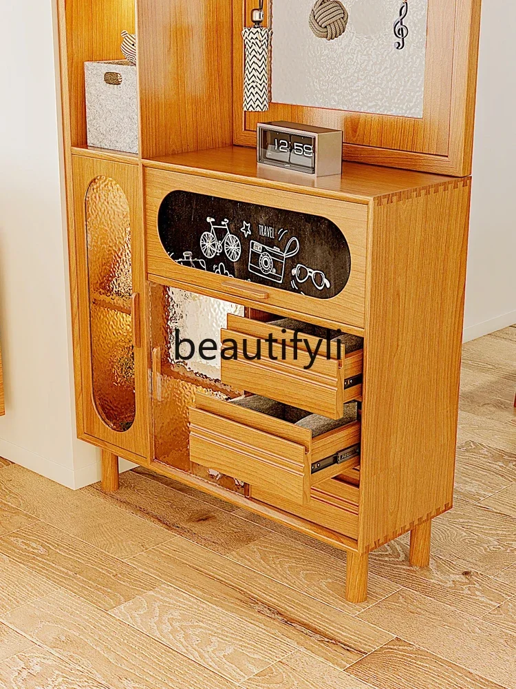 N178 G Entrance cabinet Livin room sofa Solid wood partition cabinet Entrance door Water pattern lass Small blackboard screen ca