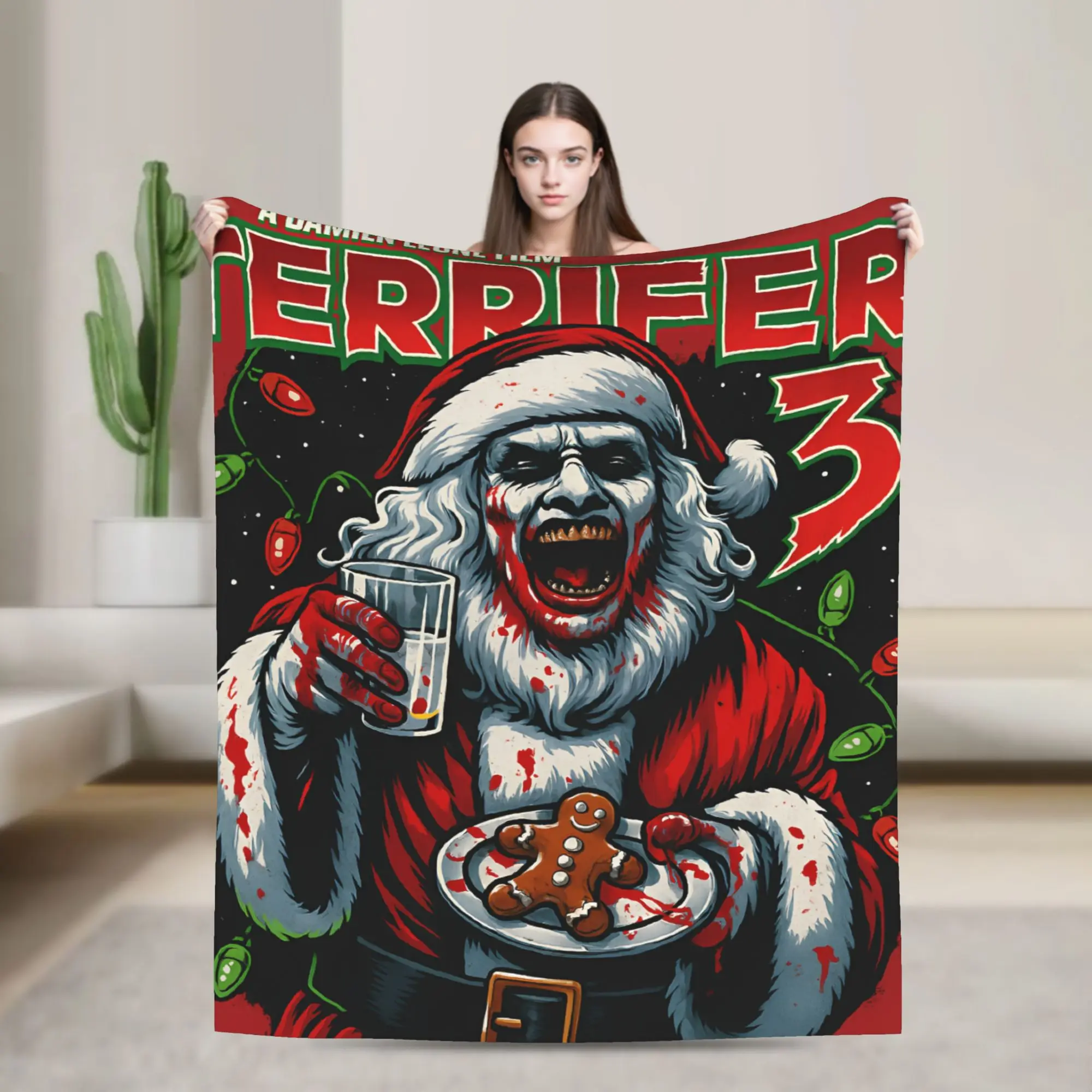 Art Crispies Terrifier Clown Blankets  Warm Novelty Plush Throw Blanket For Kids Living Room Flannel Bedspread Bed Cover