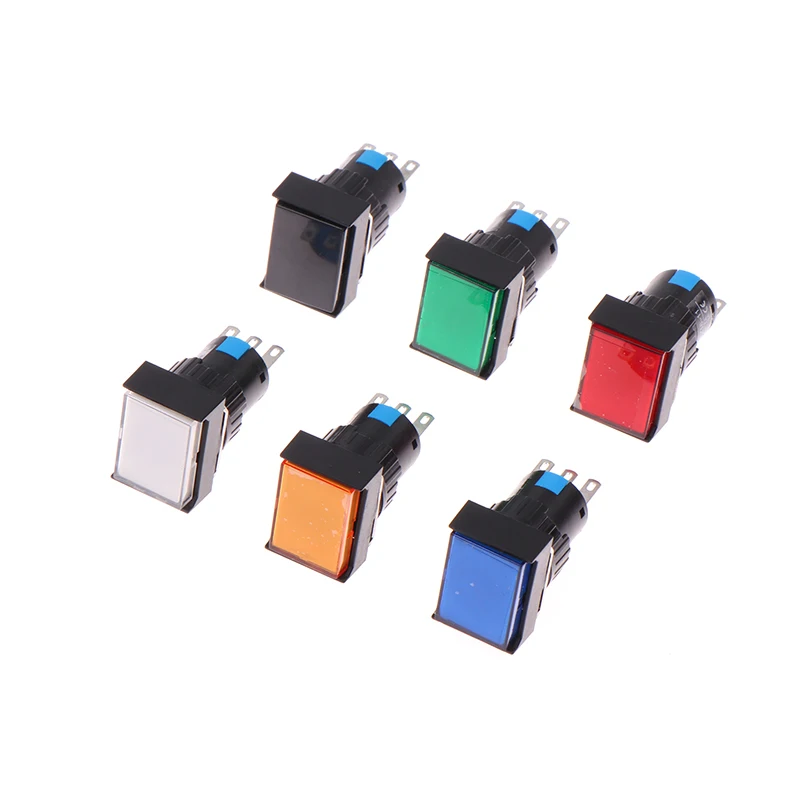 1pc 16MM LA16Y/J/F-11 AB6-MR Round Rectangle Self-Reset Push Button Switches Power Switch 1NO1NC