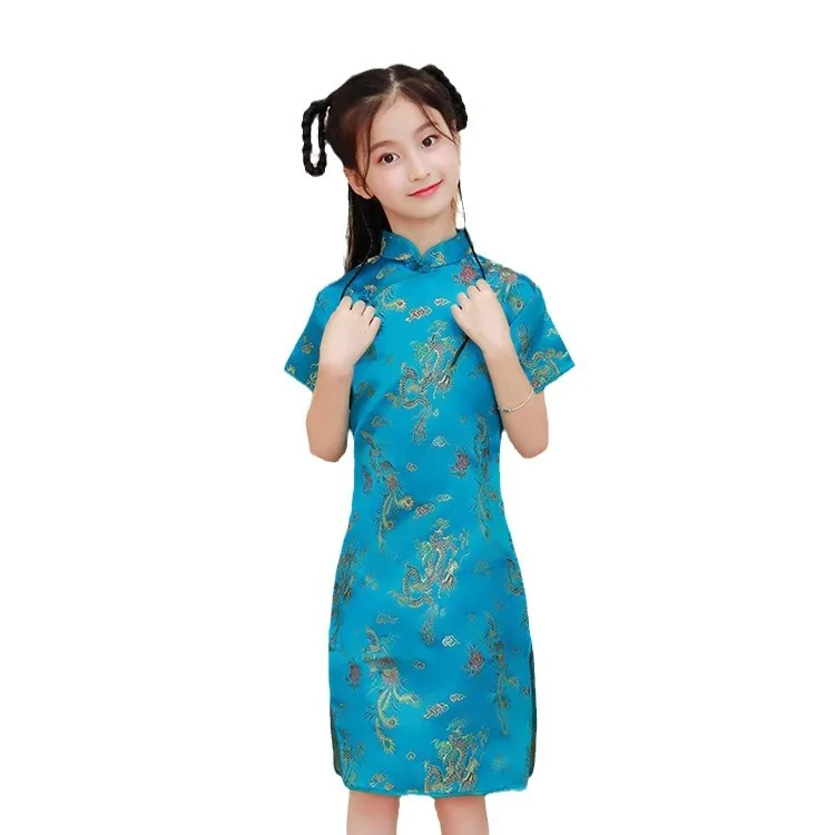 Girls Summer cheongsam Cosplay Retro Chinese Princess Dress Tang Song Qipao Suit Kids Baby Dresses Birthday Carnival Party