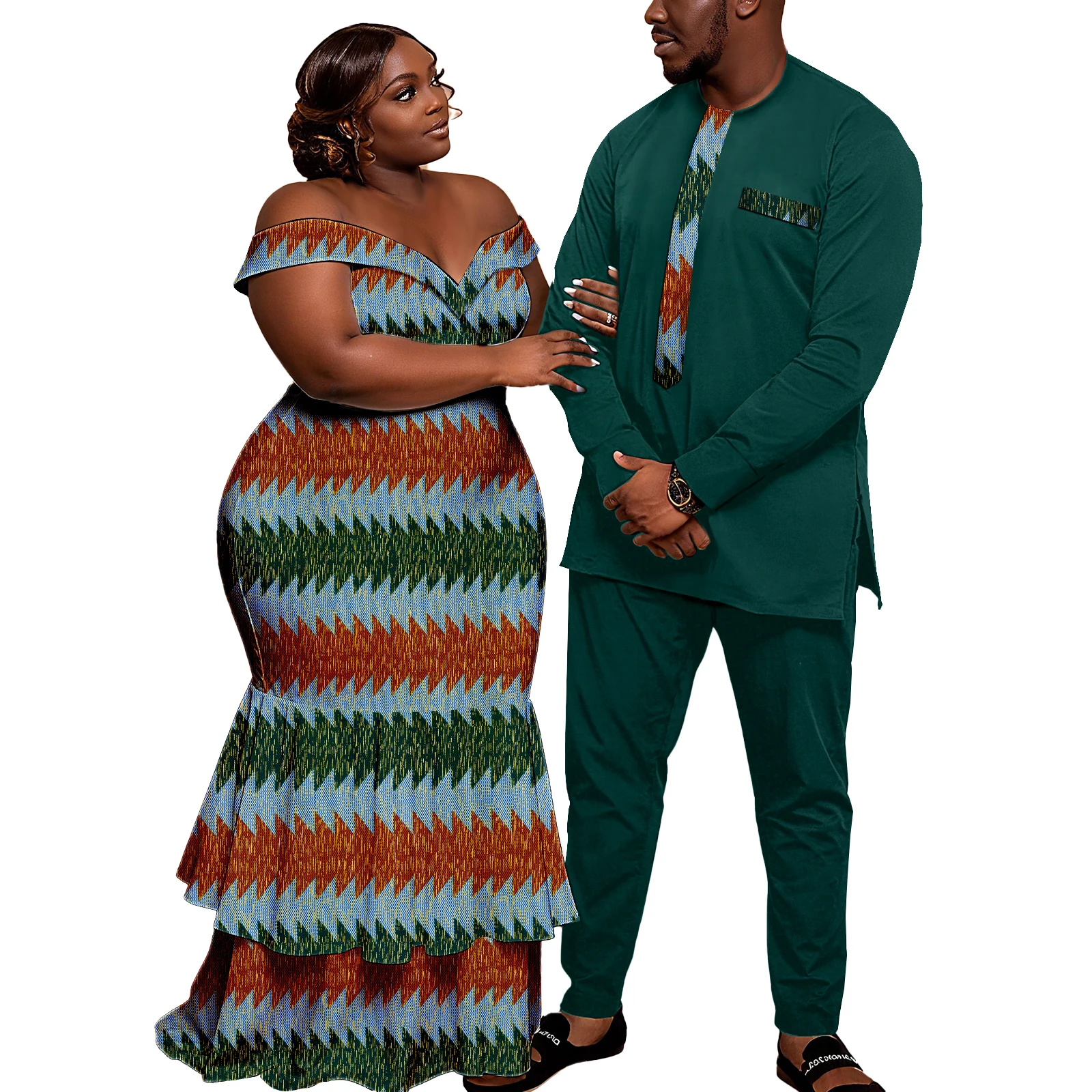 Afrikanische Paarkleidung Kente Frauen Ankara Türkei Kleid Kleid oder Dashiki Männer Anzug Hemd und Hose Nigerianische Kleidung