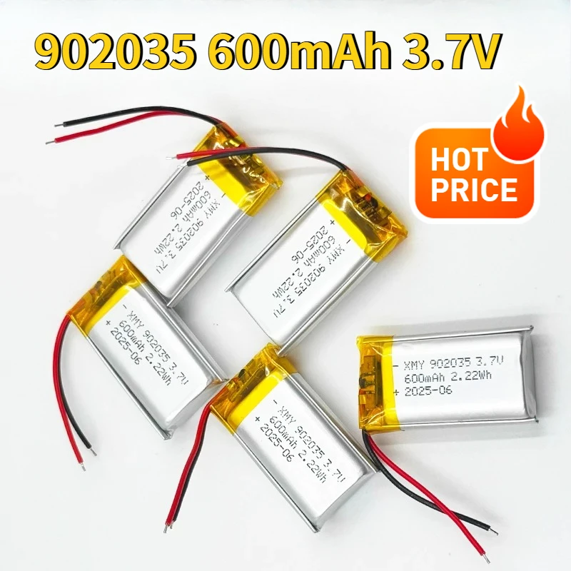 902035 3.7V 600mAh 2-20pcs Lithium Polymer LiPo Rechargeable Battery Replace Cells for Mp3 DIY PAD DVD E-book Bluetooth Headset