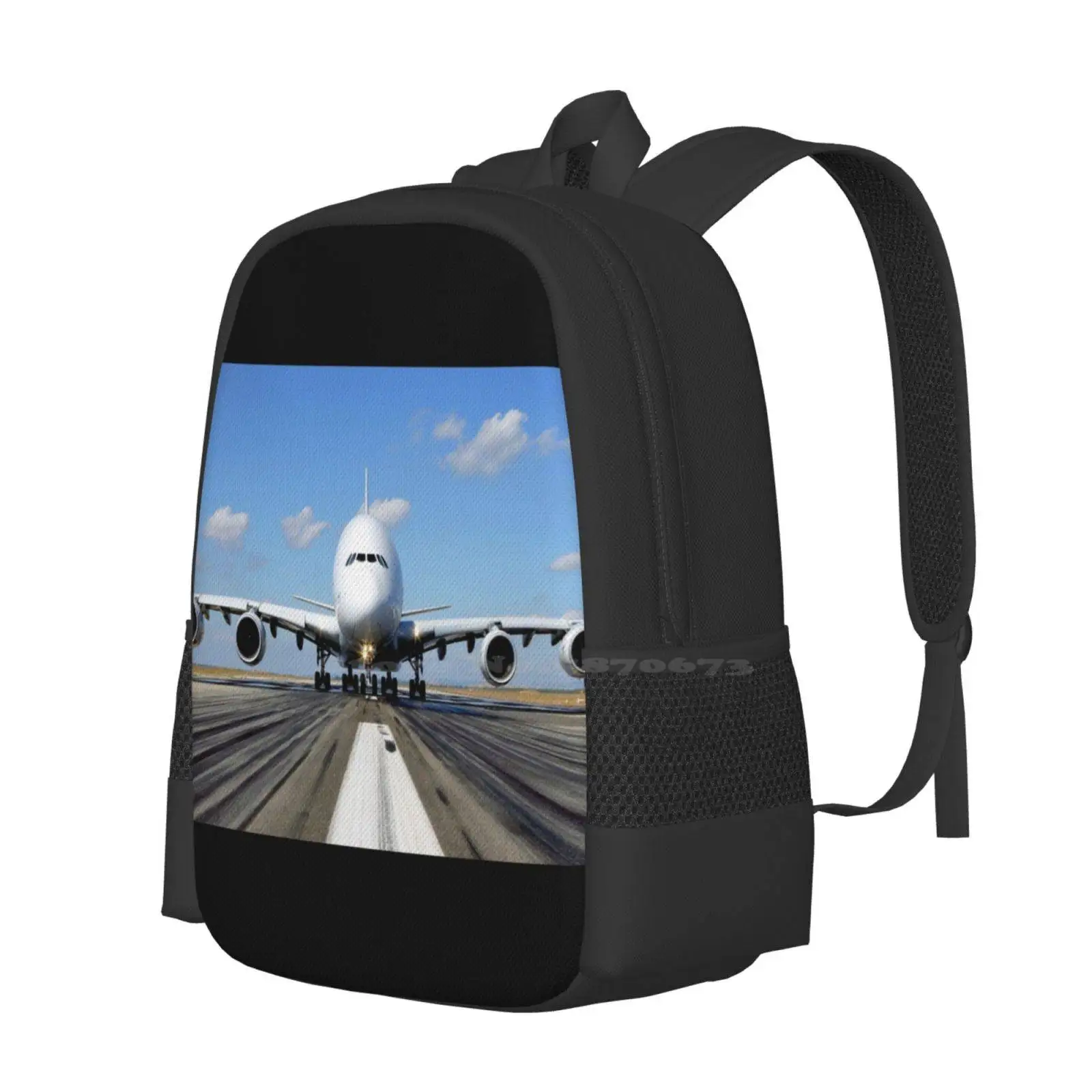 Airbus A380 Plane On The Runway Large Capacity School Backpack Laptop Bags Airplane Aeroplane Jet Airbus Plane A380 Plane Air