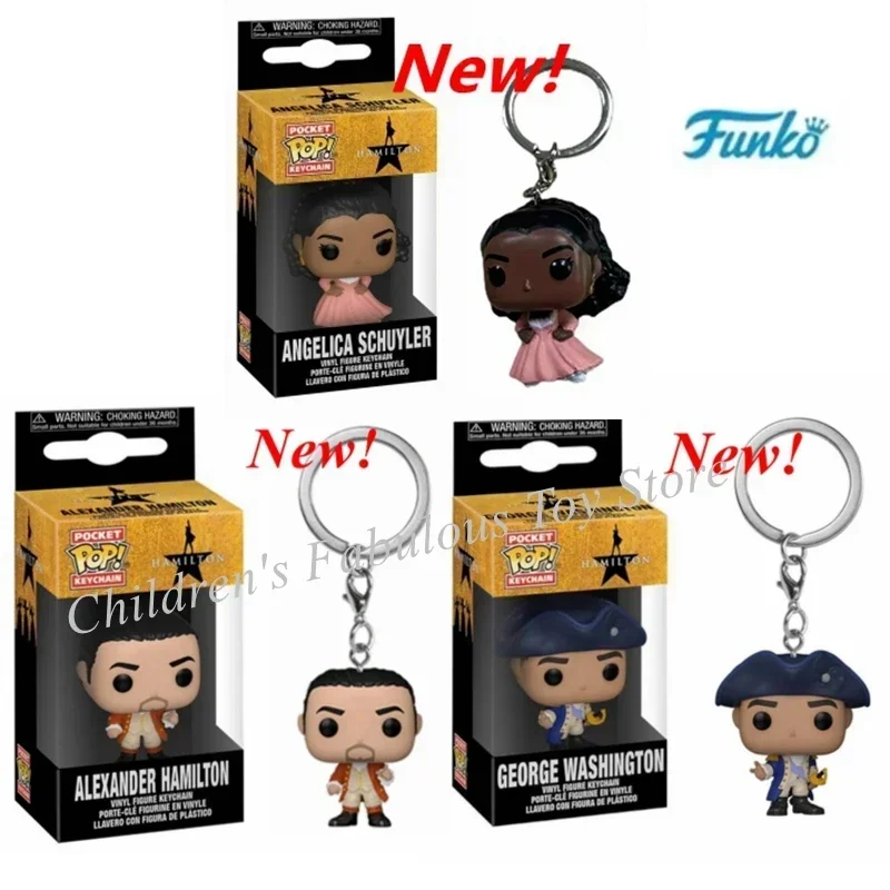Nuevos llaveros de bolsillo FUNKO de 3 estilos serie Hamilton Alexander George Washington Angelica Schuyler llavero figuras de acción de juguete