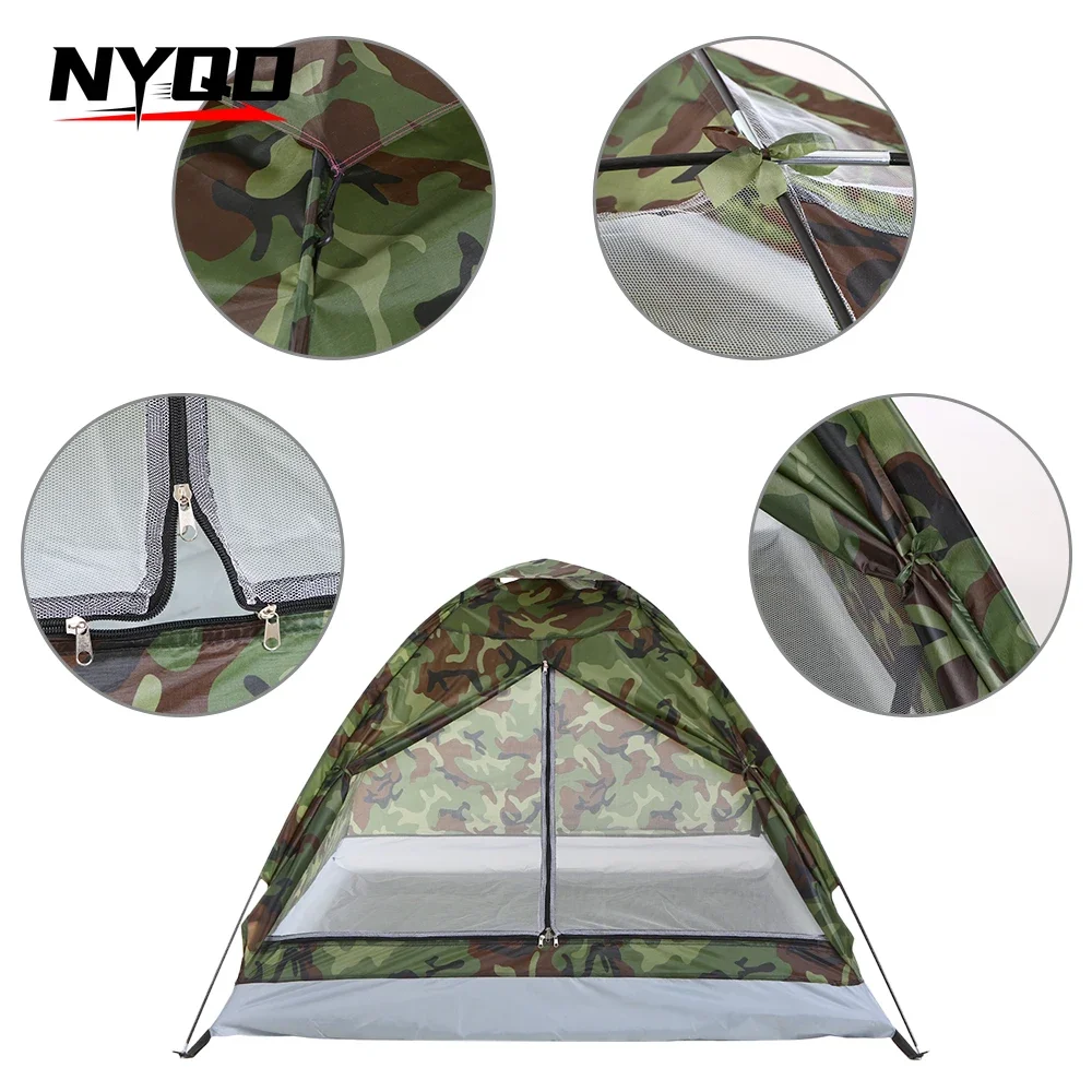 

Double-person camping tent with waterproof design PU1000mm polyester fabric single-layer ultralight tent tents outdoor camping