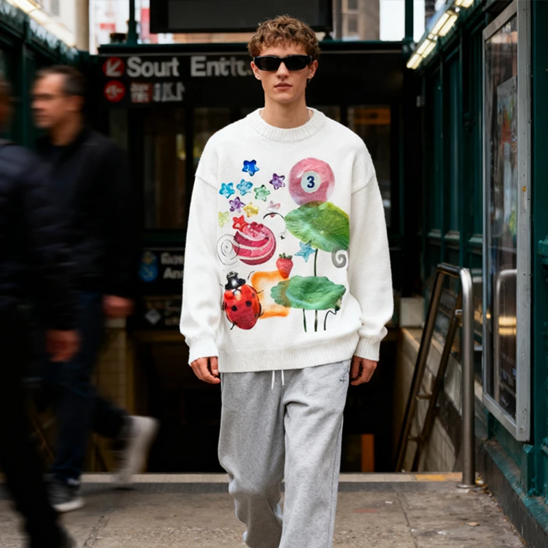 سترة جمالية لطيفة كلاسيكية للخريف والشتاء Y2K مزينة بنجمة البلياردو وسترة كبيرة الحجم مطبوعة على شكل خنفساء #2