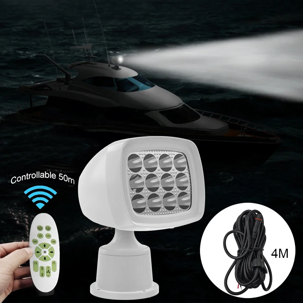 24VDC High Power Remote Control Waterproof Yacht Speed Boat Led Rotating Spot Search Light Marine