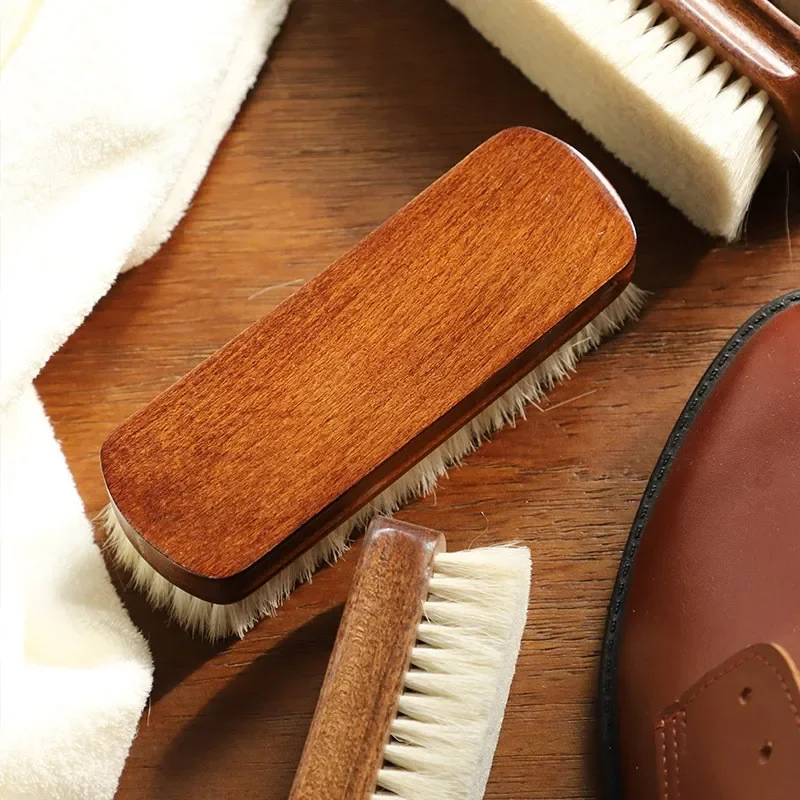 Shoe brush wool hair leather care shoe polish boot cleaner care Multifunctional Soft wool shoe brush with wooden handle