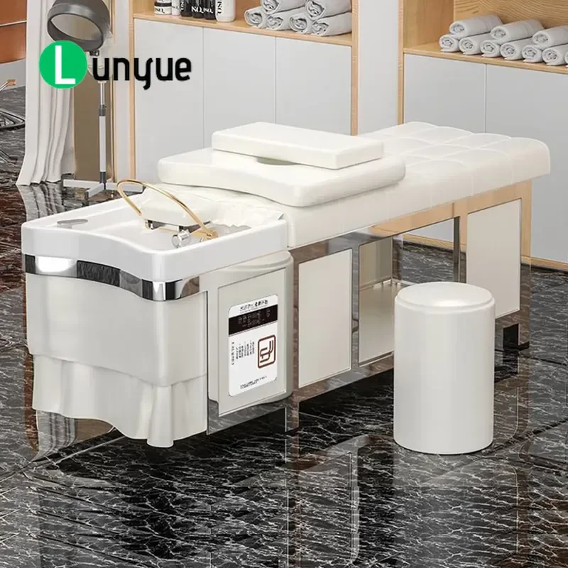 Modern Stainless Steel Solid Wood Frame Leather Massage Bed with Built-in Headrest Energy-saving Water Circulation for Spa