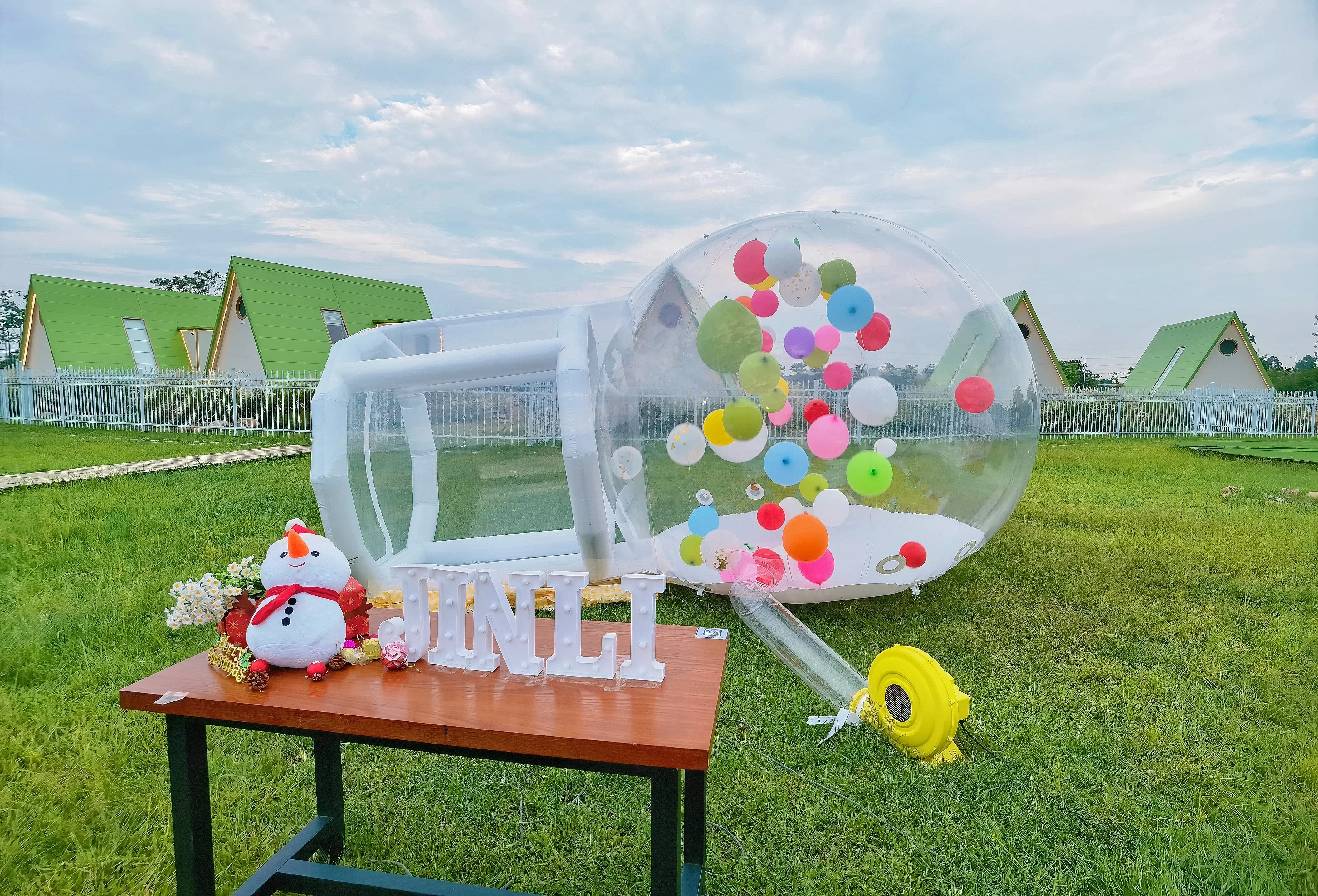 Maison à bulles gonflable avec ballon, tente à bulles transparente, maison bretonne pour enfants, fête en plein air intérieure