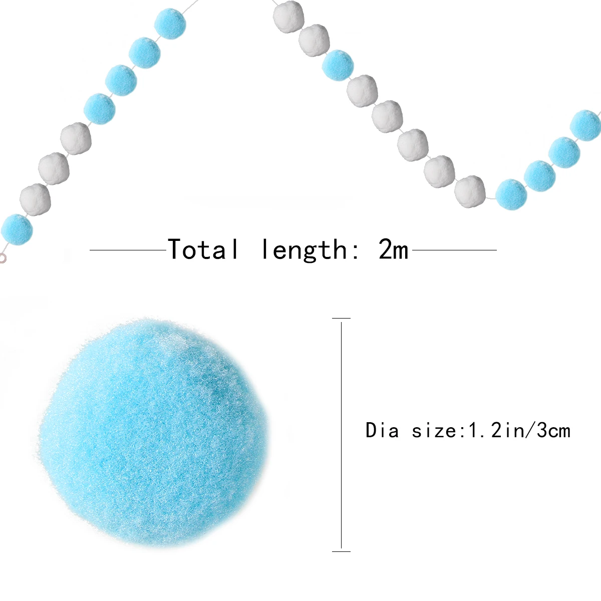 

2 M Pom Strand White Hanging Wedding Colored Tag Crafts Poms Decoration Halloween