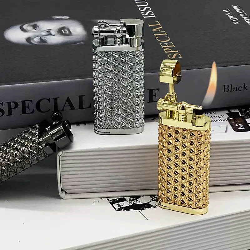 Fashionable Inclined Flame Tube Metal Grinding Wheel Inflatable Lighter Pipe Special Men's Gift Cigarette Accessories