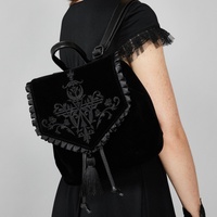 Dark Harajuku Wind Witch Goth Magic Embroidery Black Velvet Backpack Punk Rock Style Women's Backpack Trend