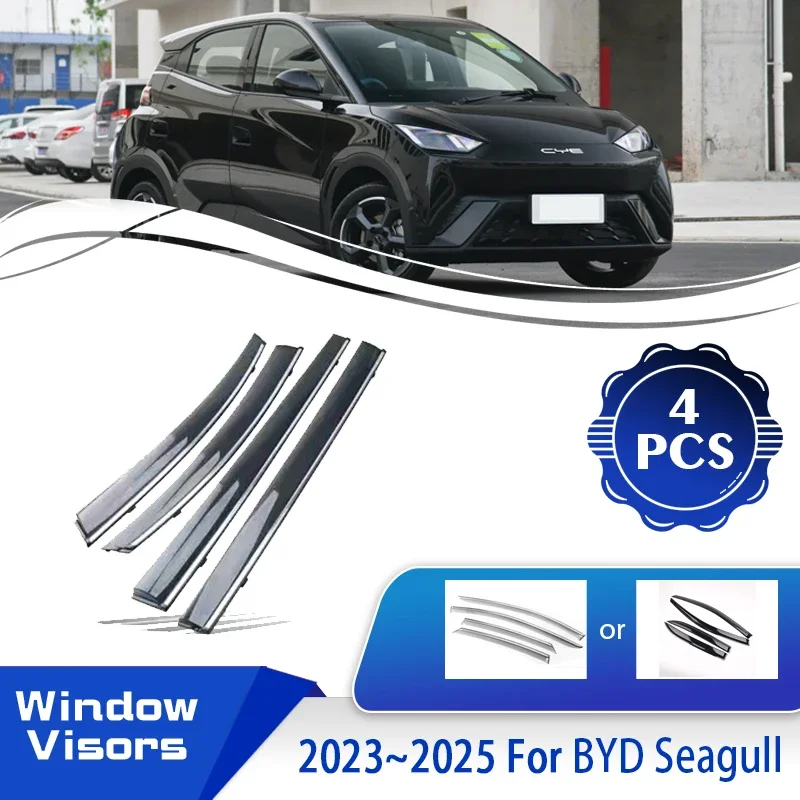 

For BYD Seagull Dolphin Mini 2023 2024 2025 Car Window Visors Waterproof Wind Sun Rain Visor Deflector Shade Awnings Accessories