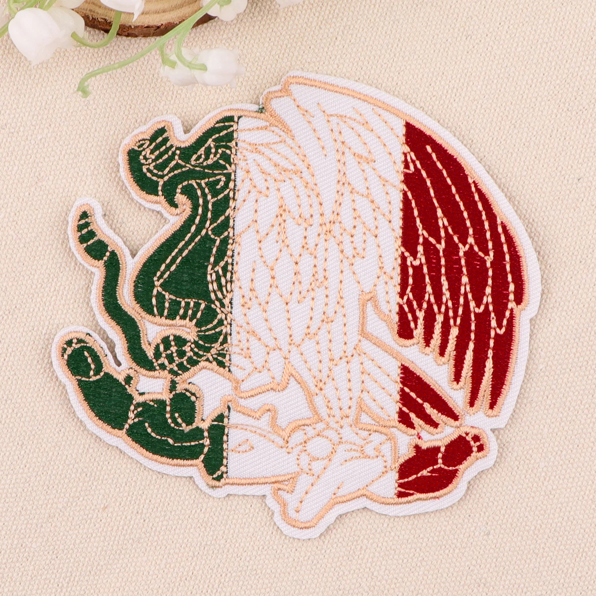 Mexican Flag atch for Clothing Iron on Embroidered Sewing Applique Sew On Fabric Badge DIY Apparel Accessories