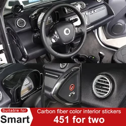 For Smart Brabus 451 Fortwo Carbon Fiber Color Car Interior Stickers Full Set Decoration Steering Wheel Modification Accessories