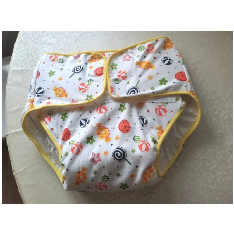 New Style Printed Candy Adult Baby Diaper Nappy Incontionence Waterproof Reusable Adult DDLG Trainning Pant Age Role Play