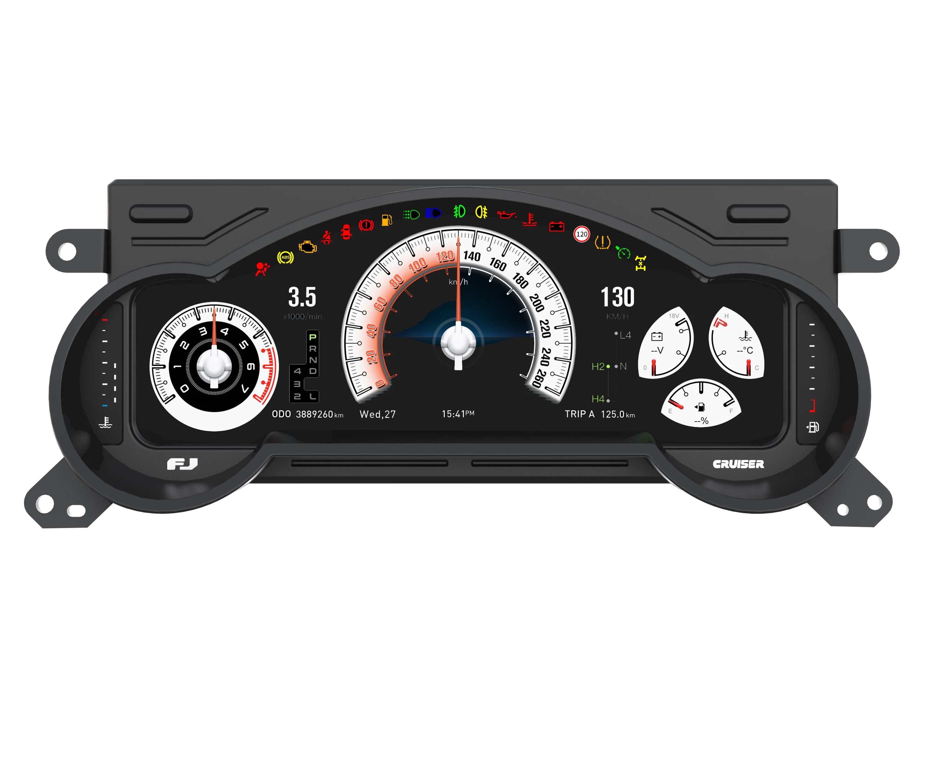 

12.3 Gerllish New Digital Cluster LCD Dashboard Instrument Panel FJ Cruiser 2007-2022 Multifunctional