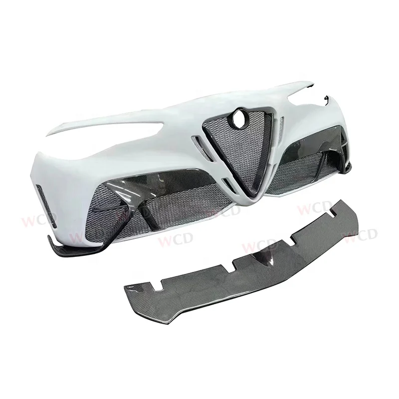 

Half Carbon Fiber GTAM Style Giulia Front Bumper for Alfa Romeo Giulia Upgrade Bumper Facelift Auto Parts Bodykit