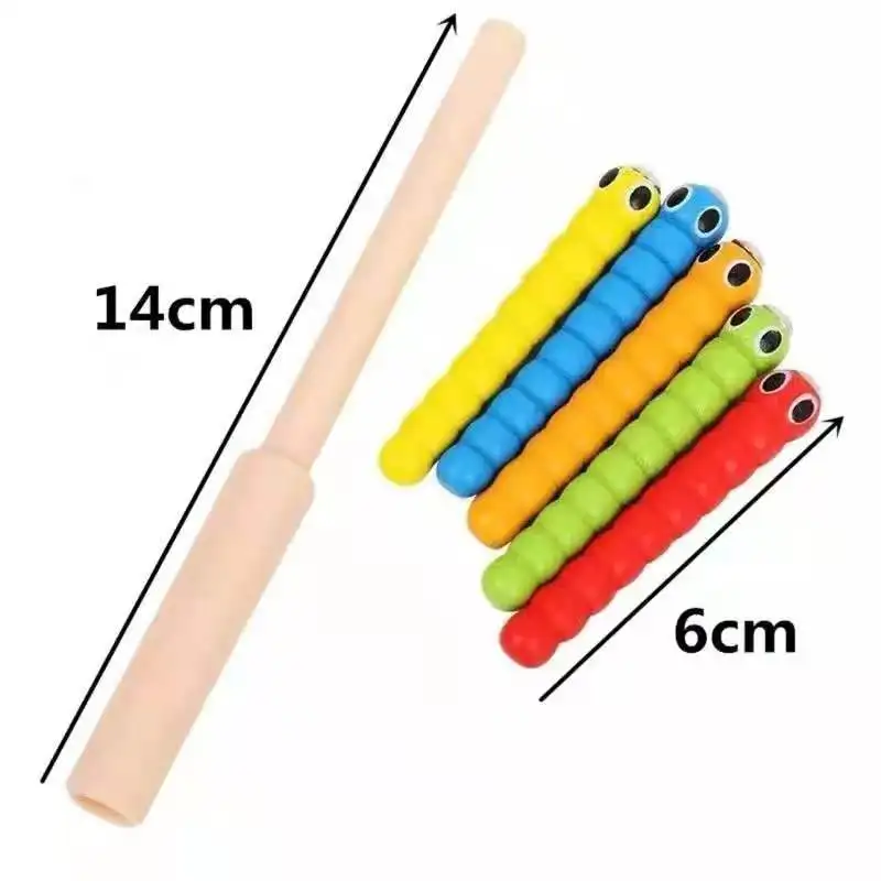 Wand Worms for Catch Worm Game Strawberry Grasping Baby Wooden Toys Montessori Educational Wooden Toys Accessories