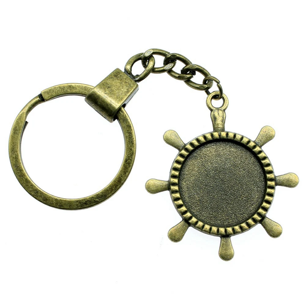 جولة الزجاج كابوشون قاعدة إعداد صينية الحافة حلقات المفاتيح 30 مللي متر النساء مجوهرات الشاطئ البوهيمي تذكارية