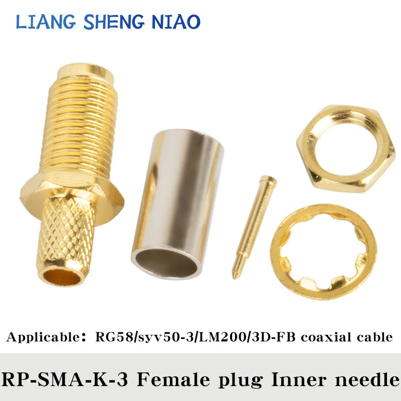 10PCS SMA Male Plug Female Jack /RP RF Coax Connector Crimp For RG58 LMR200 SYV50-3 Cable Straight Goldplated Adapter