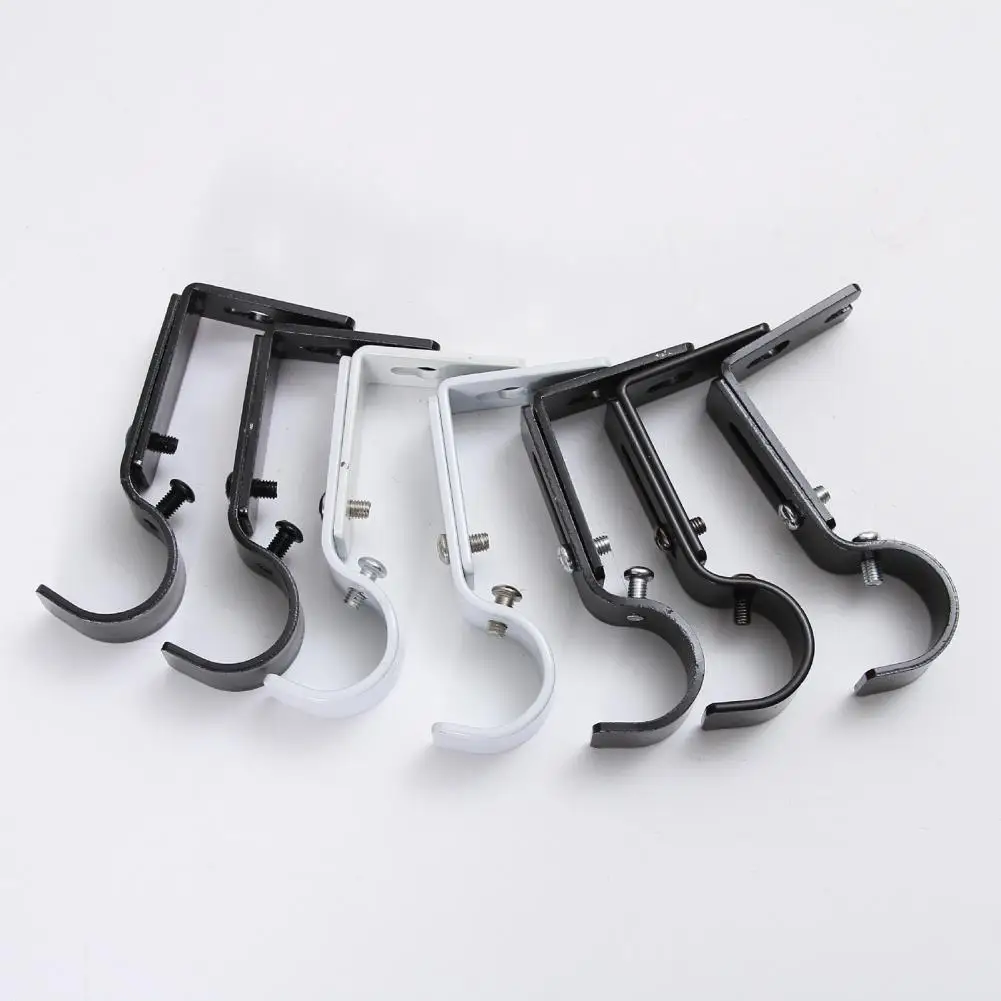 

Curtain Pole Holder 1 Set Useful Wall-mounted Wrought Iron Window Drapes Pole Fixing Rack with Screws Home Use