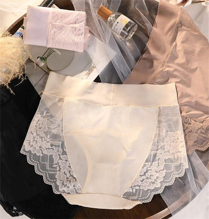Ropa interior femenina Light luxury satin lenceria lace plus size lingerie sexy goddess underwear extended crotch panties women