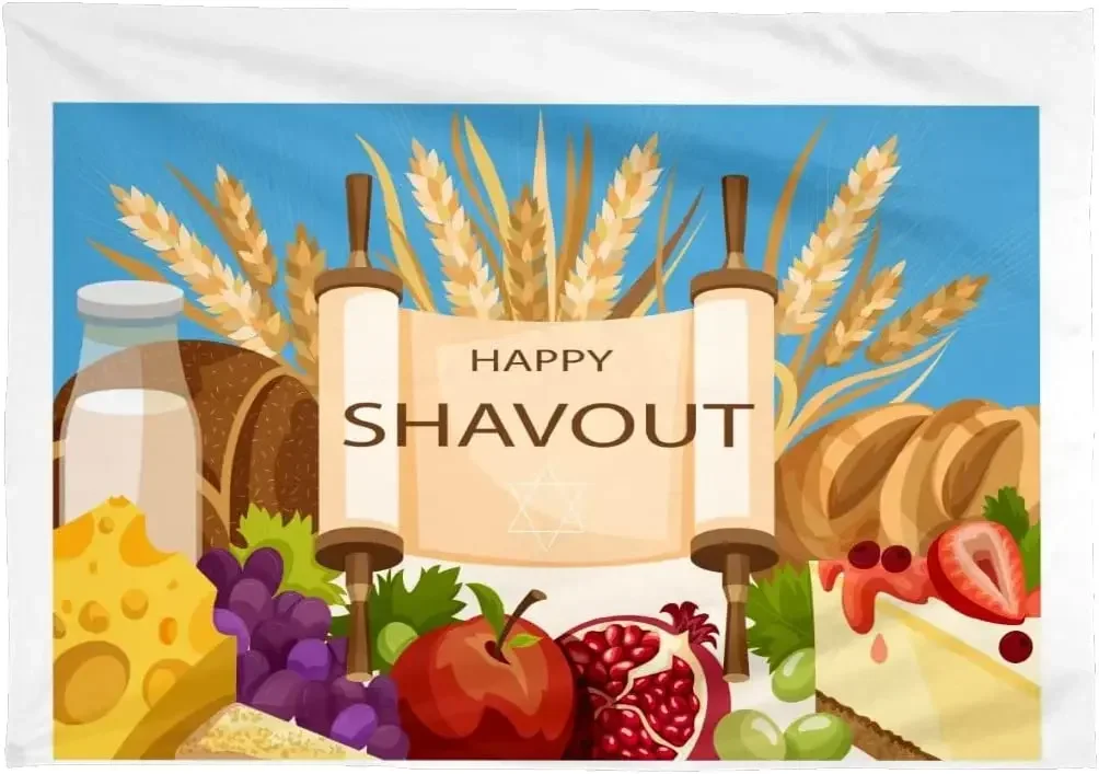 Happy Shavuot Rectangle Tablecloth Kitchen Table Decorative Waterproof Polyester Tablecloth STDYF001