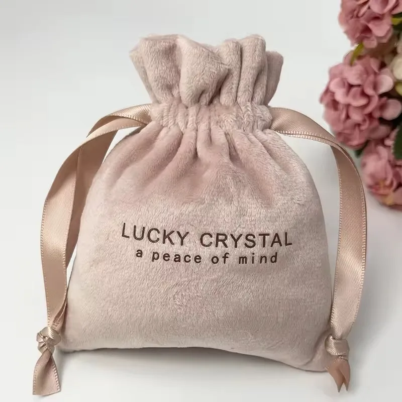 Custom logo printing drawstring pouch small custom jewelry gift velvet bag  Jewelry Ring Packaging Bags Wedding Party Favors Bag