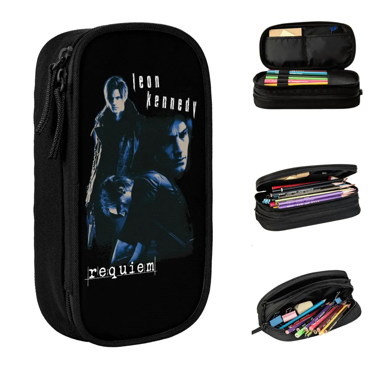 

Residents Evils Requiem Leon Kennedy Pencil Case Pen Holder Bags Kids Large Storage School Supplies Zipper Pencil Box