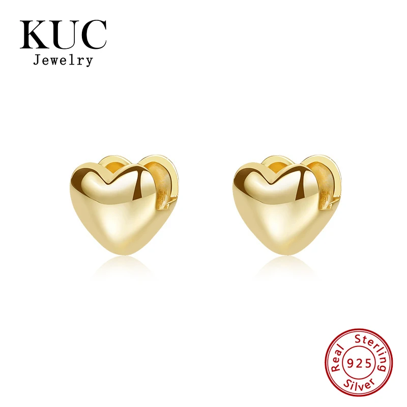 

Korean Minimalist Unique 925 Sterling Silver Heart Shape Earrings 18k Gold Plated Fashion Fine Jewelry Hoop Earrings