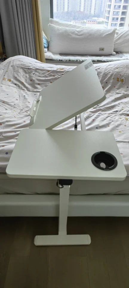 

Adjustable Bedside Table Mobile Laptop Desk with Pneumatic Lift for Living Room Sofa Office Study