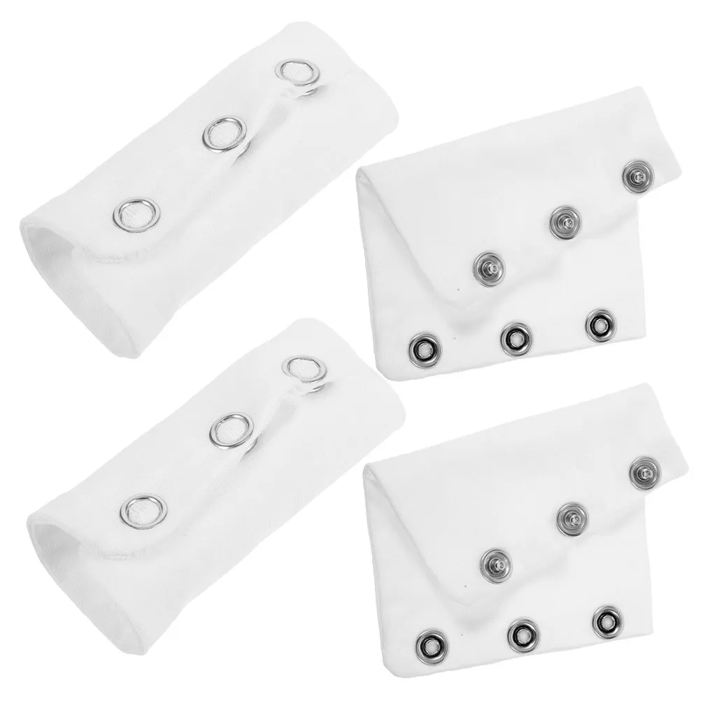 

Комплект из 4 штук: Белые тканевые боди с кнопками-защелками для расширения размера, удобные, мягкие, дышащие, для комбинезонов и ромперов