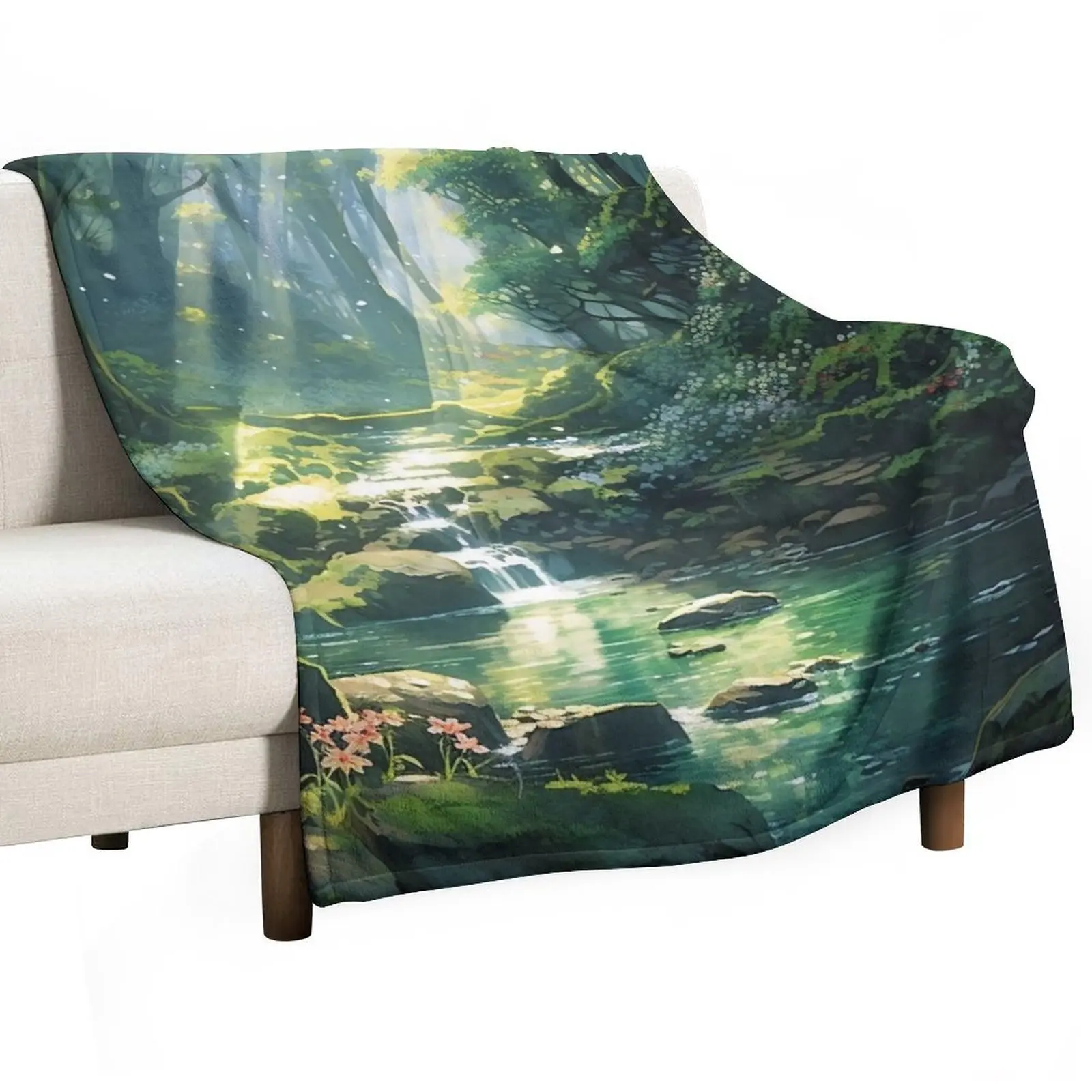 

Warm Rays in the Forest Throw Blanket Sofa Quilt For Decorative Sofa Luxury Thicken Blankets