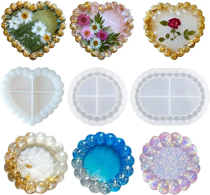 Bubble Resin Tray Silicone Molds DIY Crafts Jewelry Tray Plaster Coaster Mold Cup Mats for Epoxy Resin Home Decor Products