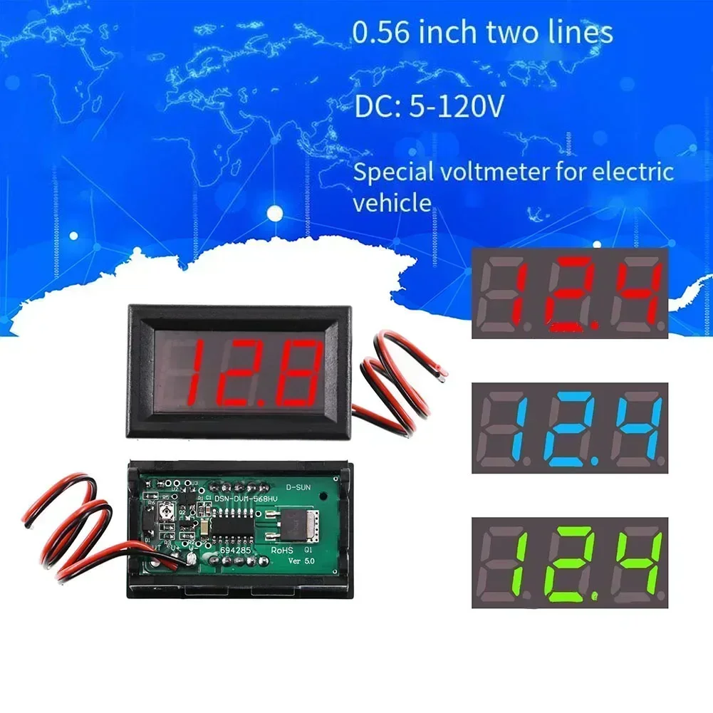 LED Voltage Table DSN-DVM-568HV DC 5-120V Voltmeter 0.56 Inch LED Digital 2-line DC Voltage Table