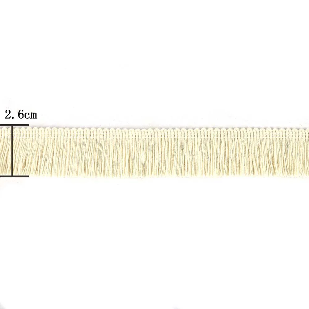 HedongHexi 12m Thread Strip Fringe Lace Beige Polyester Trim DIY Clothing Accessories Tassel Clothes Pillow Home Curtain Decor